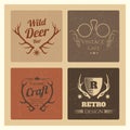 Vintage hipster labels set. Trendy grunge logo vector for cafe and brand