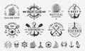 Vintage hipster logo templates and 10 design elements for Nautical emblems. Royalty Free Stock Photo
