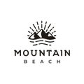 Vintage hipster Mountain, Sea and Sun Adventure Traveling logo design