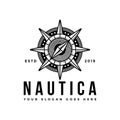 Vintage hipster retro compass nautical logo vector template