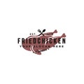 Vintage hipster retro emblem fried chicken logo