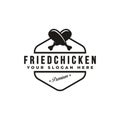 Vintage hipster retro emblem fried chicken logo