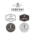 Vintage hipster retro emblem Mining industrial logo set template