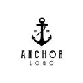 Vintage hipster silhouette anchor logo design