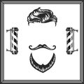 Vintage, hipster skull barbershop logo in old style, vector.