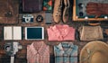 Vintage hipster traveler clothing and accessories Royalty Free Stock Photo