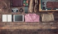 Vintage hipster traveler clothing and accessories Royalty Free Stock Photo