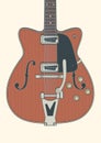 Vintage hollow body guitar Royalty Free Stock Photo