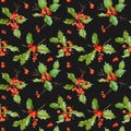 Vintage Holy Berry Background - Seamless Christmas Pattern