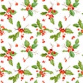 Vintage Holy Berry Background - Seamless Christmas Pattern