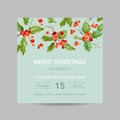 Vintage Holy Berry Christmas Card - Winter Background Invitation