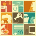 Vintage home appliances icons Royalty Free Stock Photo