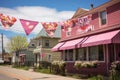 Vintage Home Decorations on the Main Street in the town of Sedona, Arizona, A cheerful Mother\'s Day banner displayed Royalty Free Stock Photo