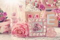 Vintage home still life in romantic style with faded colors Royalty Free Stock Photo