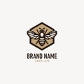 Vintage honey bee logo template. Bee With Hive Logo Design. illustration vector