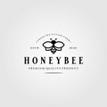 Vintage honey bee logo village farm vector illustration design