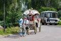 A vintage horse-drawn coach. Suzdal, Russia