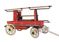 Vintage horse drawn fire wagon isolated.