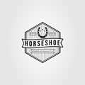 vintage horseshoe or horse farrier logo vector illustration design