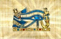 Eye of Horus symbol old paper Ra eye on papyrus with sun rays Royalty Free Stock Photo