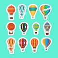 Vintage hot air balloons stickers set Royalty Free Stock Photo