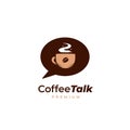 Vintage hot coffee talk podcast logo icon illustration