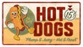 Vintage Hot Dog Tin Sign Advertisement Retro Royalty Free Stock Photo