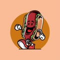 vintage hotdog cartoon mascot illustration