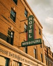 Vintage hotel Missouri sign in Springfield, Missouri
