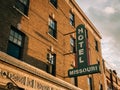 Vintage hotel Missouri sign in Springfield, Missouri