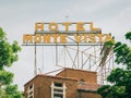 Vintage Hotel Monte Vista sign, in downtown Flagstaff, Arizona