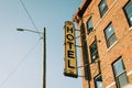 Vintage hotel sign in Corktown, Detroit, Michigan Royalty Free Stock Photo