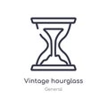 vintage hourglass outline icon. isolated line vector illustration from general collection. editable thin stroke vintage hourglass