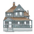 Vintage house cute art cute illustration