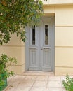 A vintage house entrance door, Plaka Old Neighborhood, Athens Greece Royalty Free Stock Photo