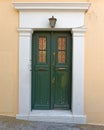 Vintage house green door, Plaka old neighborhood, Athens Greece Royalty Free Stock Photo