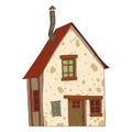 A Vintage House, isolated vector illustration. Cartoon picture of a countryside building with shabby walls. Drawn house.