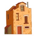 A Vintage House, isolated vector illustration. Cartoon picture of a countryside building with shabby walls. Drawn house