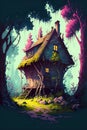 Vintage House In Wild illustration Royalty Free Stock Photo