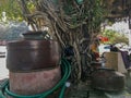 Vintage huge copper pot for storing drinking water near Pyau At Horniman Circle, FORT oldest fountains in MUMBAI