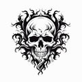 Vintage Human Skull Antique Monochrome Masterpiece