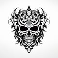 Vintage Human Skull Antique Monochrome