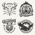 Vintage hunting emblems set
