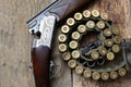 Vintage hunting gun with shells Royalty Free Stock Photo