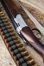 Vintage hunting gun with shells Royalty Free Stock Photo