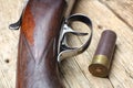 Vintage hunting gun with shells Royalty Free Stock Photo