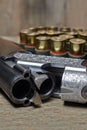 Vintage hunting gun with shells Royalty Free Stock Photo