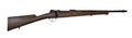 Vintage hunting rifle, converted from an army carbine, on a white background