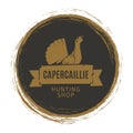Vintage hunting shop emblem with turkey