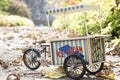 Vintage Ice Cream Cart On Wheels In Autumn Park